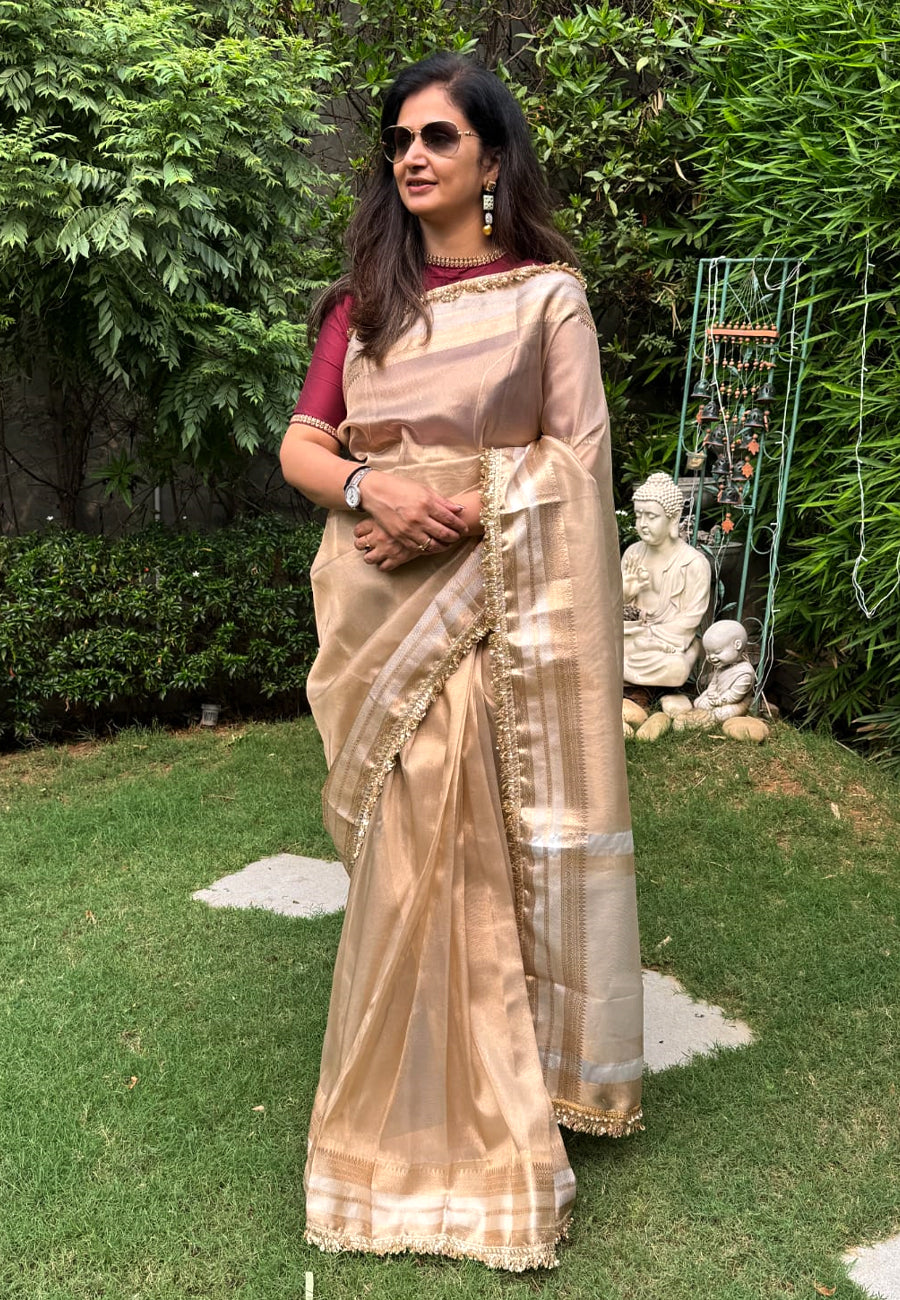 Pure Tissue Predraped Saree