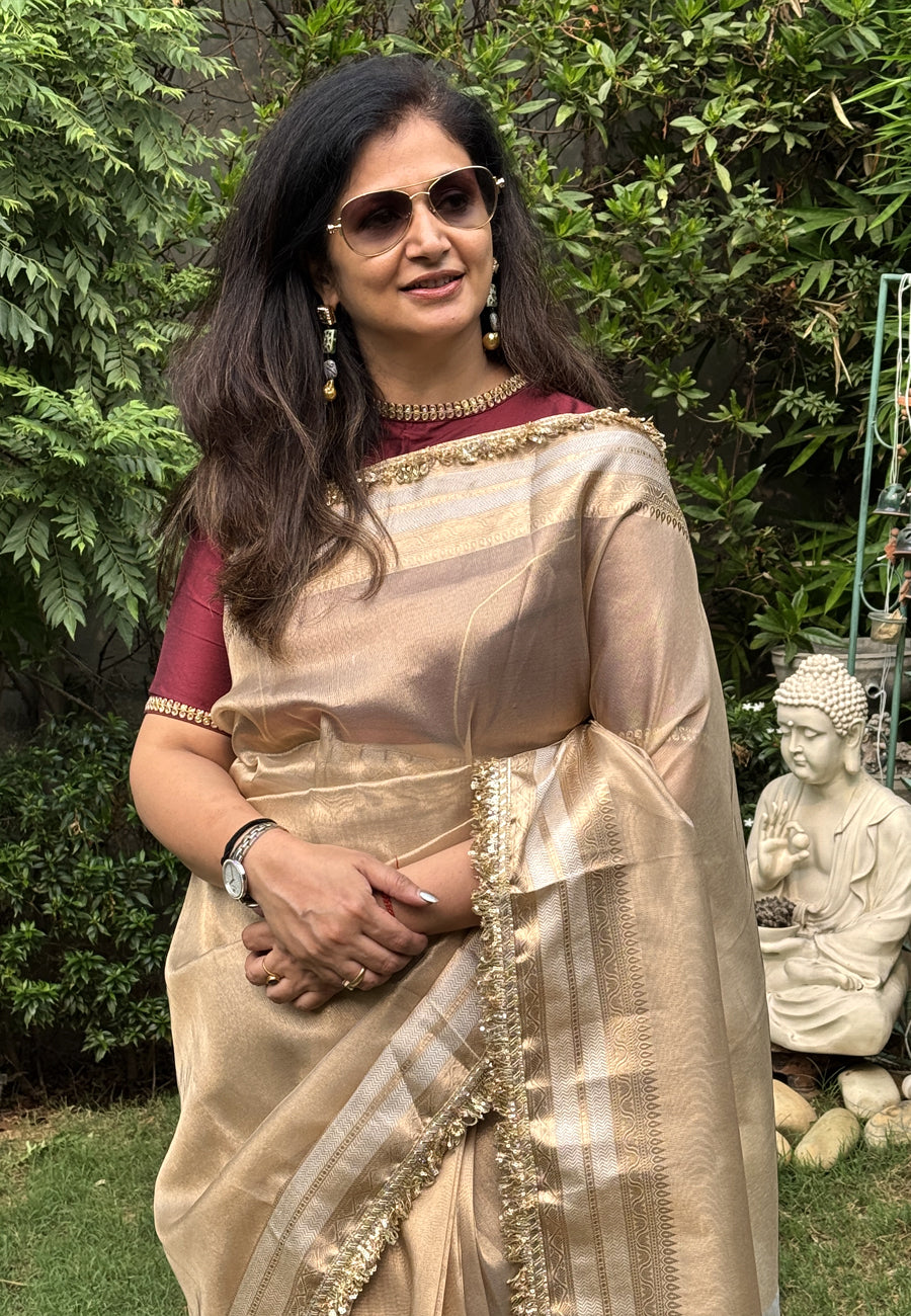 Pure Tissue Predraped Saree