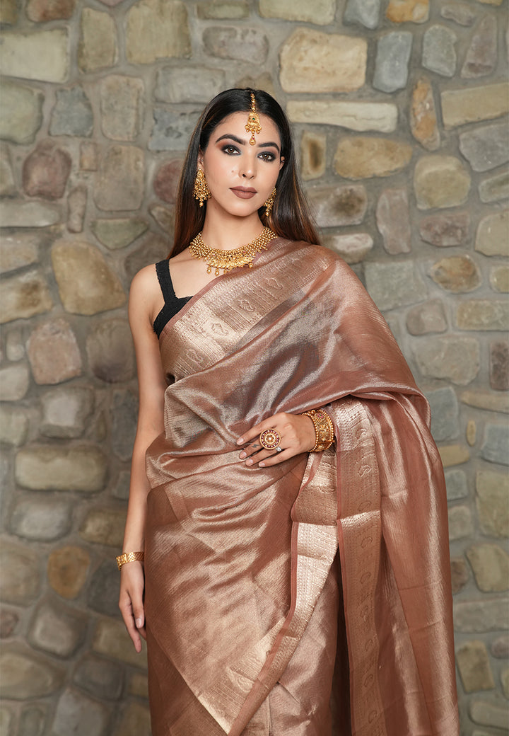 Rose Gold Tissue Saree