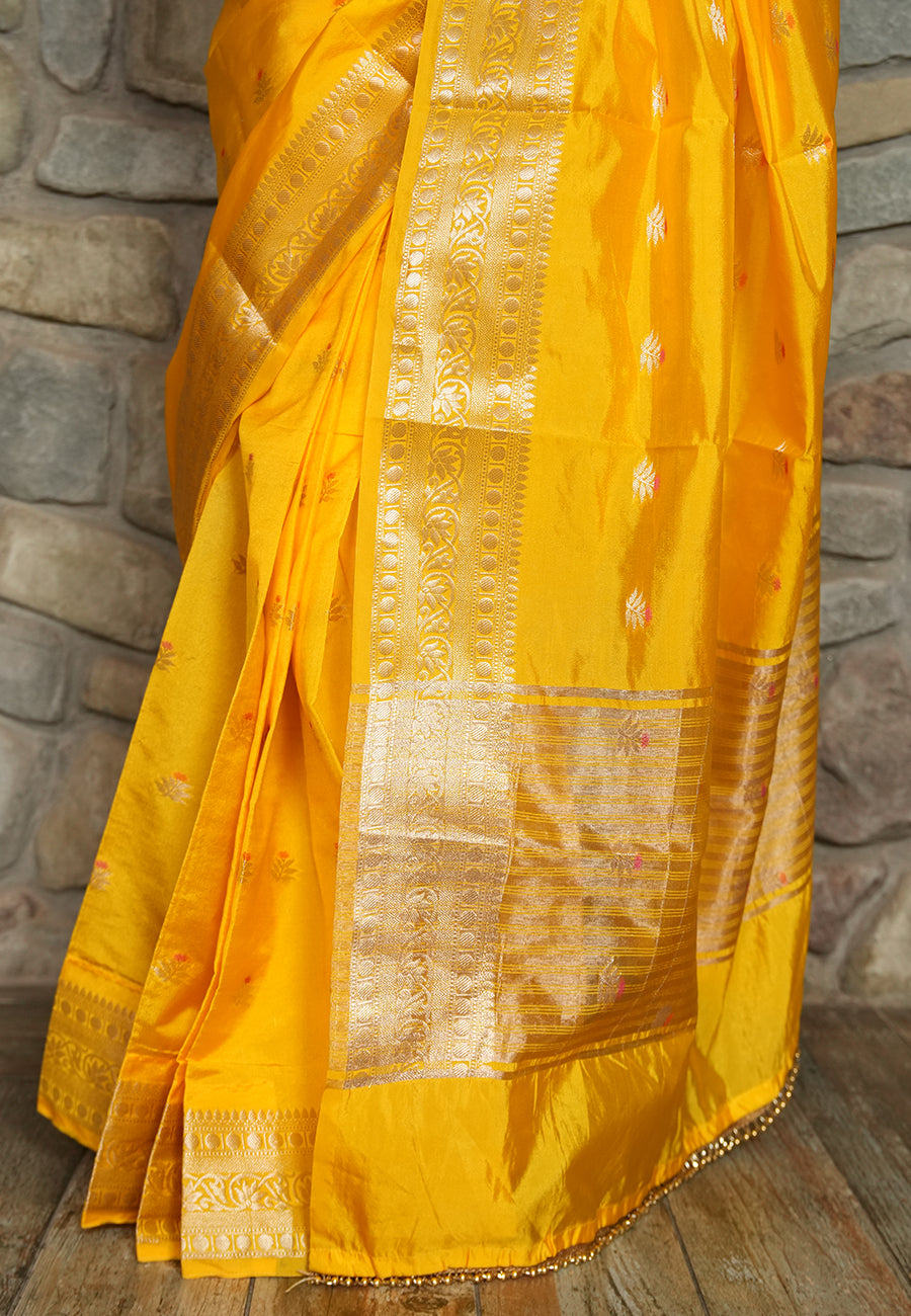 Yellow & Gold Tissue Saree