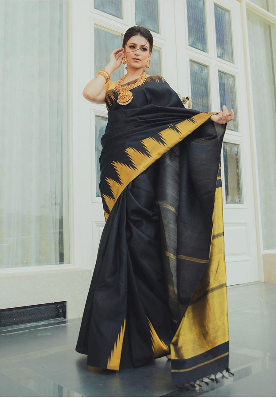 Pure Silk, Sanjeev Aram Saree, 1gm Fine Zari, Temple Border