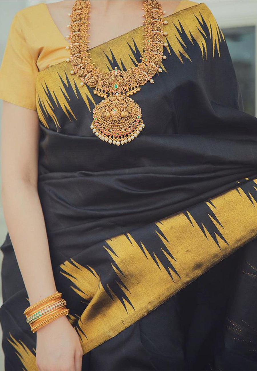 Pure Silk, Sanjeev Aram Saree, 1gm Fine Zari, Temple Border